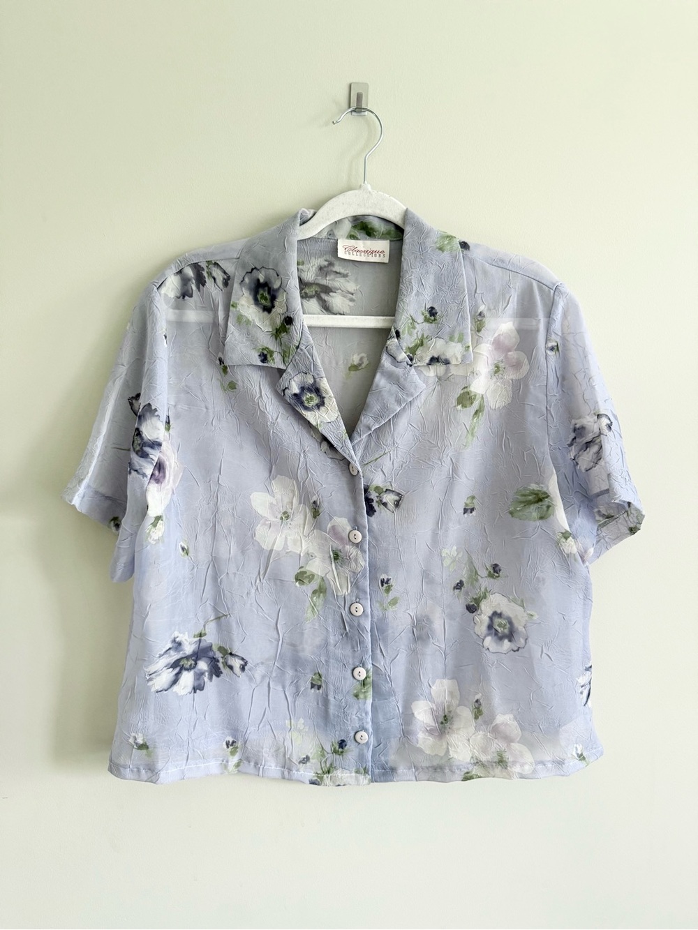 ⭐️ Upcycled VINTAGE sheer button up shirt short sleeve REWORK top